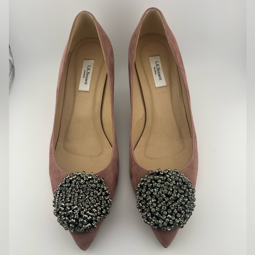 LK Bennett Mauve Heels with Beaded Embellishment